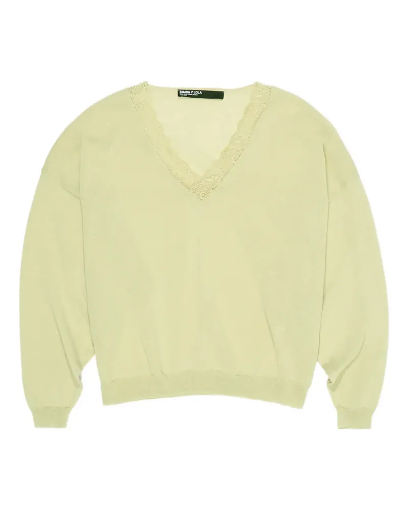 BIMBA Y LOLA Oberteil mit V-Ausschnitt und Spitzenborte - Grün Grün