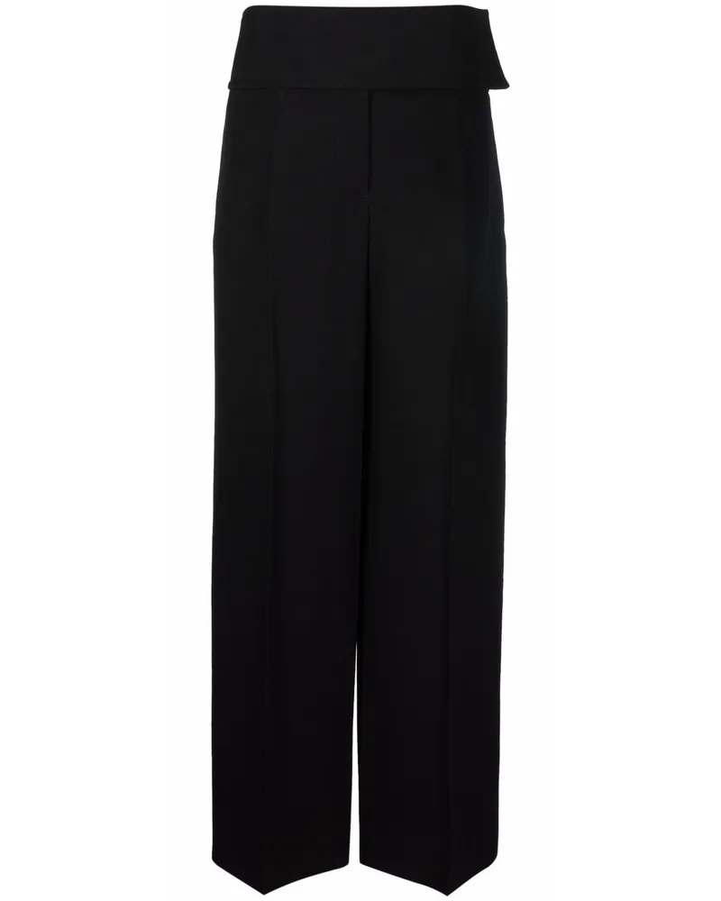Jil Sander High-Waist-Hose mit weitem Bein - Schwarz Schwarz