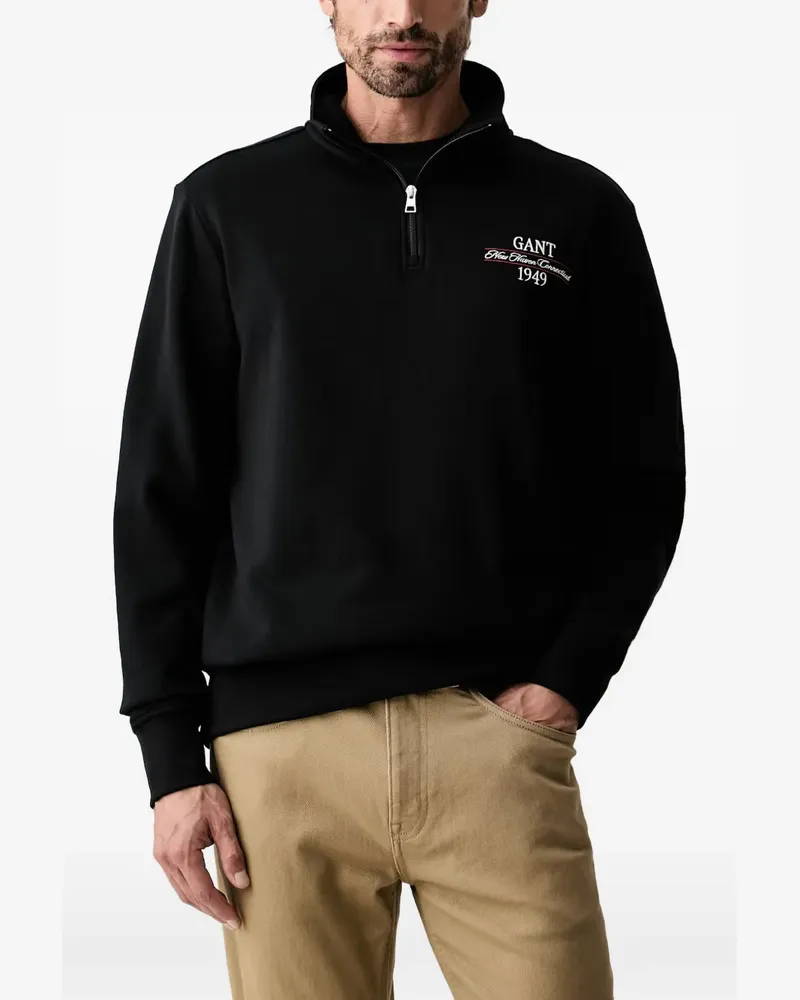 Gant Besticktes Sweatshirt mit Reißverschluss - Schwarz Schwarz