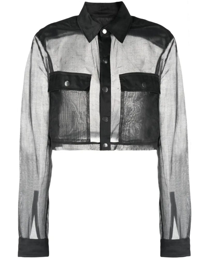 Rick Owens Semi-transparentes Hemd - Schwarz Schwarz