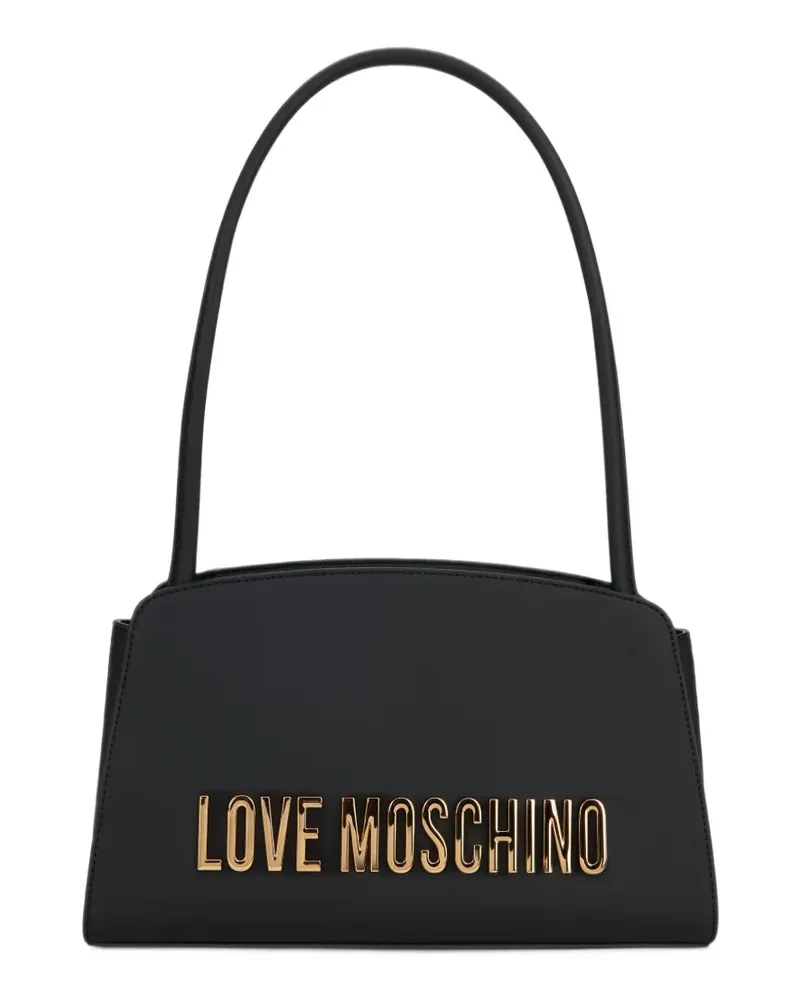 Moschino Schultertasche mit Logo-Schild - Schwarz Schwarz