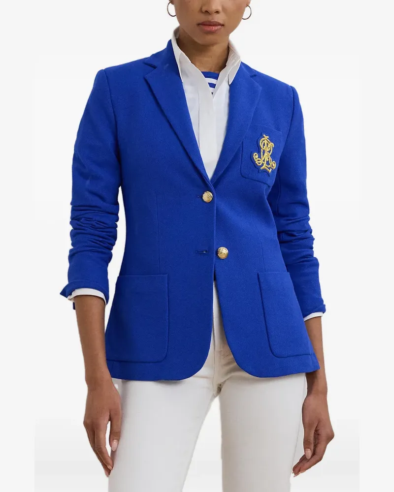 Ralph Lauren logo-patch piqué blazer - Blau Blau