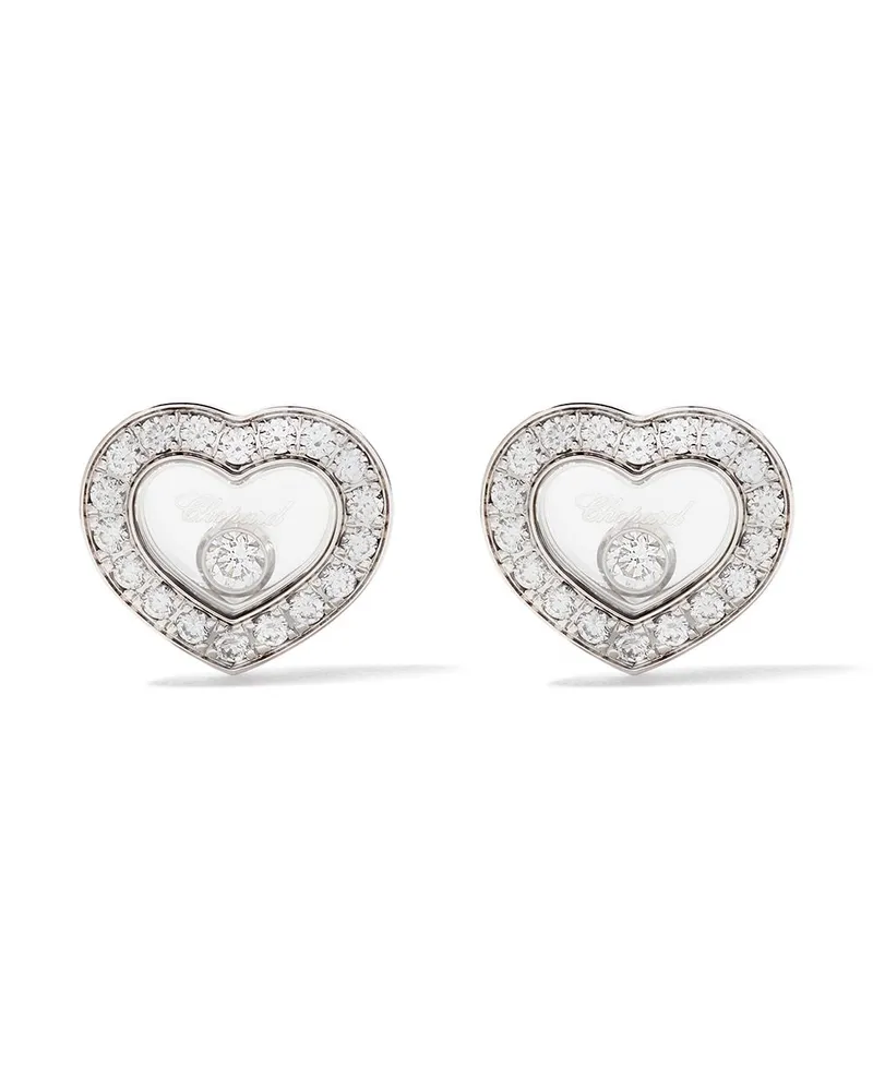 Chopard 18kt 'Happy Diamonds Icons' Weißgoldohrstecker mit Diamant - Silber Silber