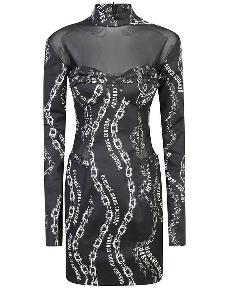 Versace Jeans Minikleid mit Chain Couture-Print - Schwarz Schwarz