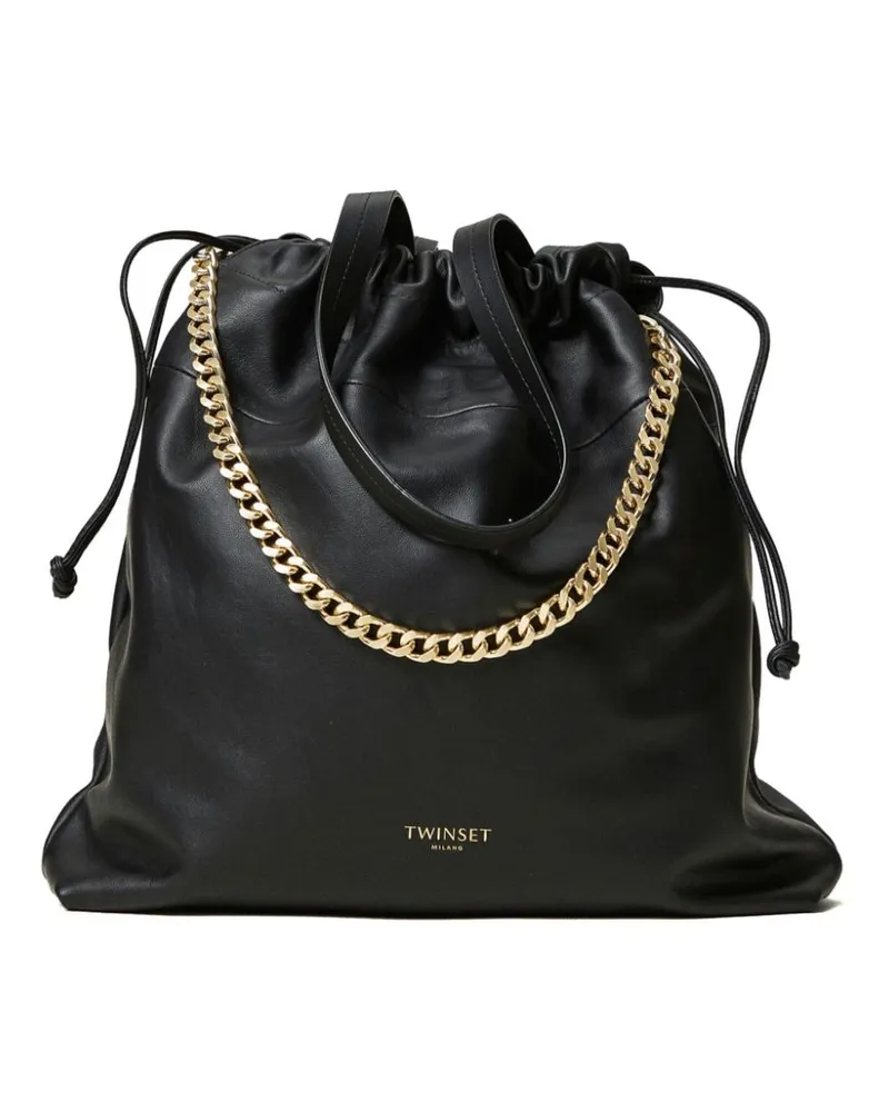 Twin-Set Beuteltasche mit Logo-Stempel - Schwarz Schwarz