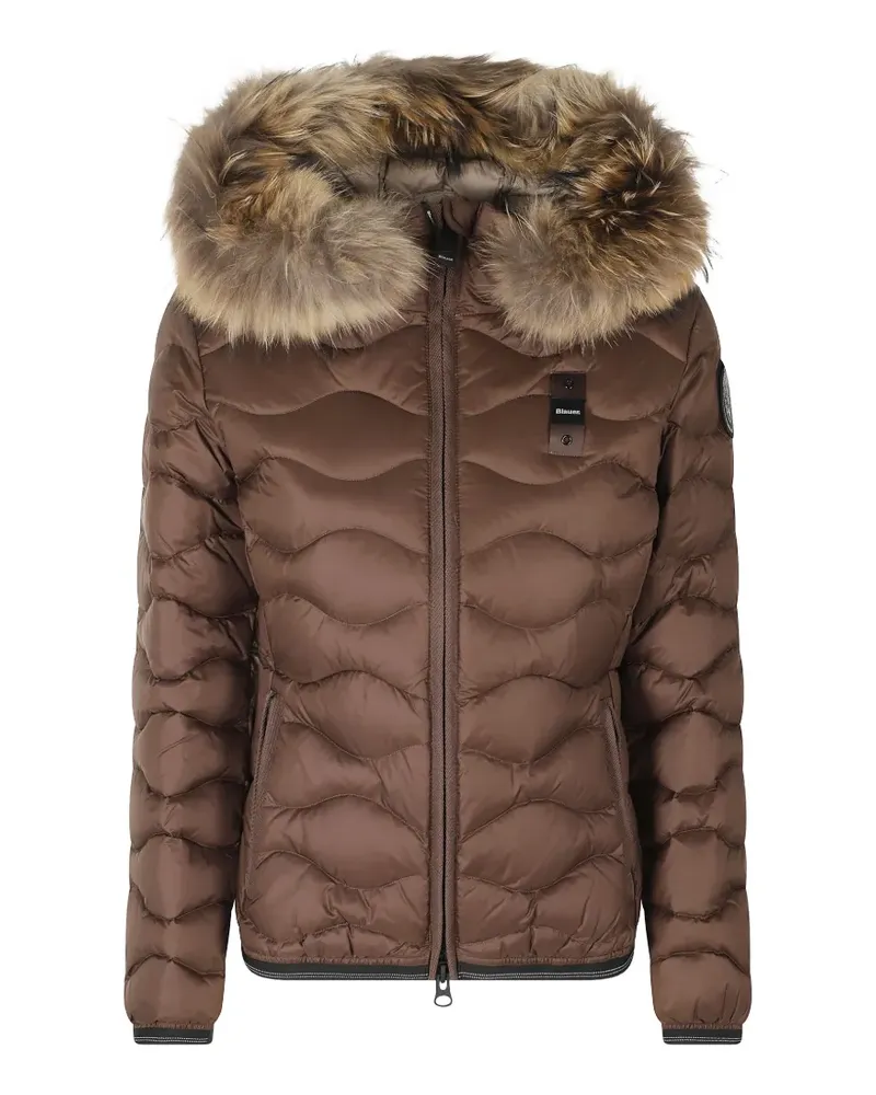 Blauer faux-fur trim wave-quilted jacket - Braun Braun