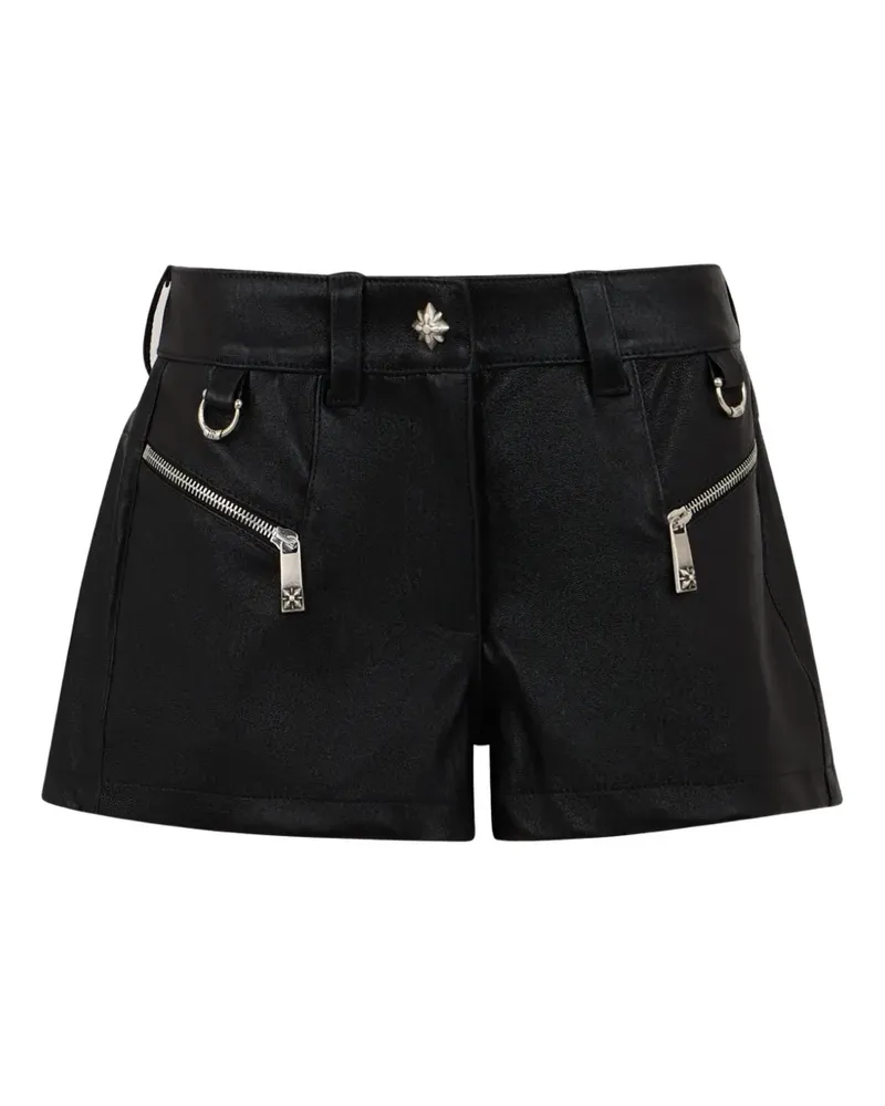 John Richmond Ledershorts mit Logo-Patch - Schwarz Schwarz