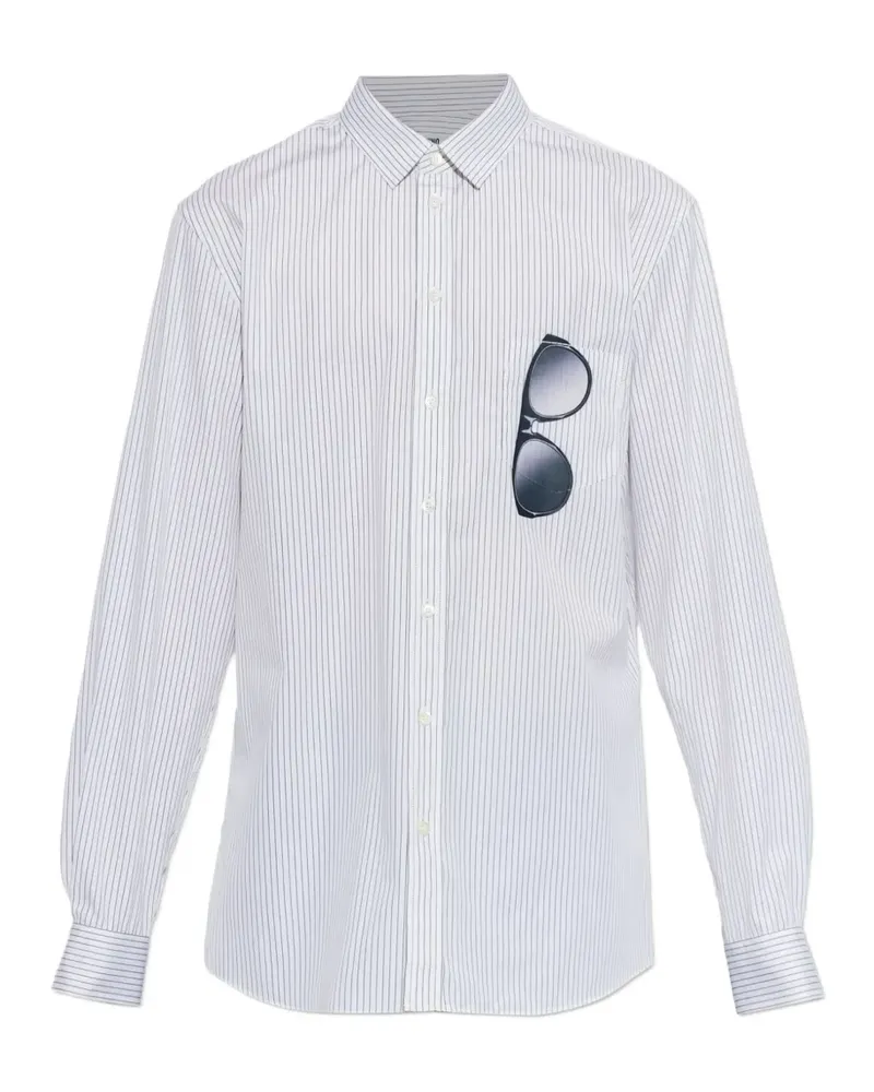 Moschino striped graphic-print shirt - Weiß Weiß