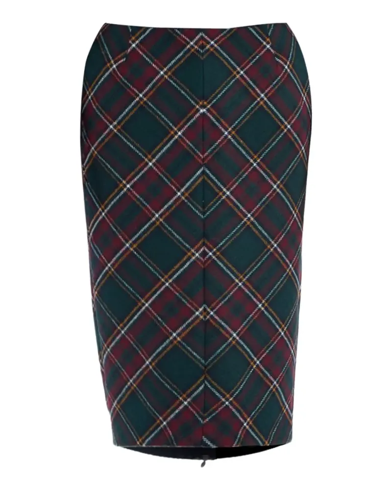 N° 21 tartan-check midi pencil skirt - Grün Grün