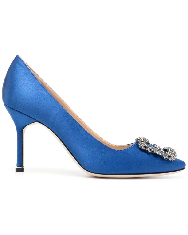 Manolo Blahnik Hangisi Pumps aus Satin 90mm - Blau Blau