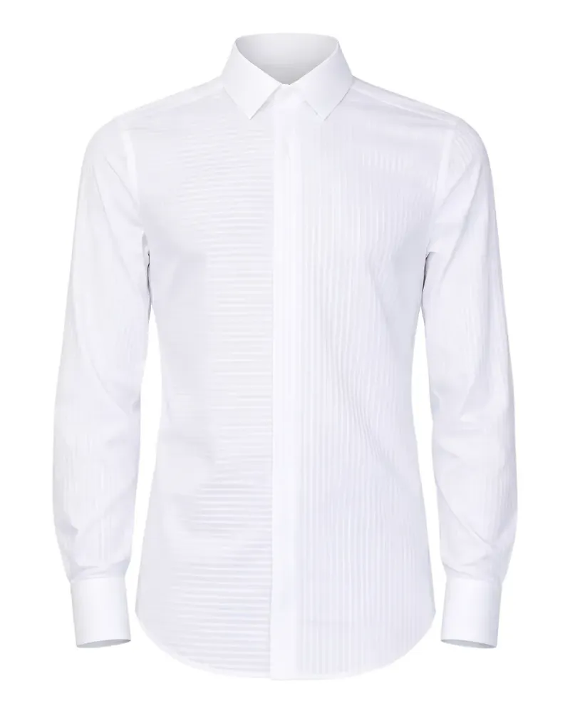 Les Hommes Gestreiftes Hemd - Weiß Weiß