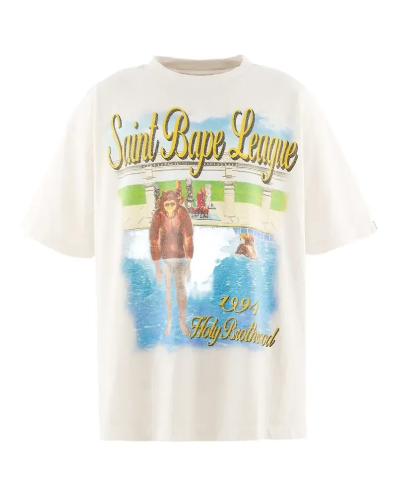 SAINT MXXXXXX x BAPE T-Shirt mit grafischem Print - Nude Nude