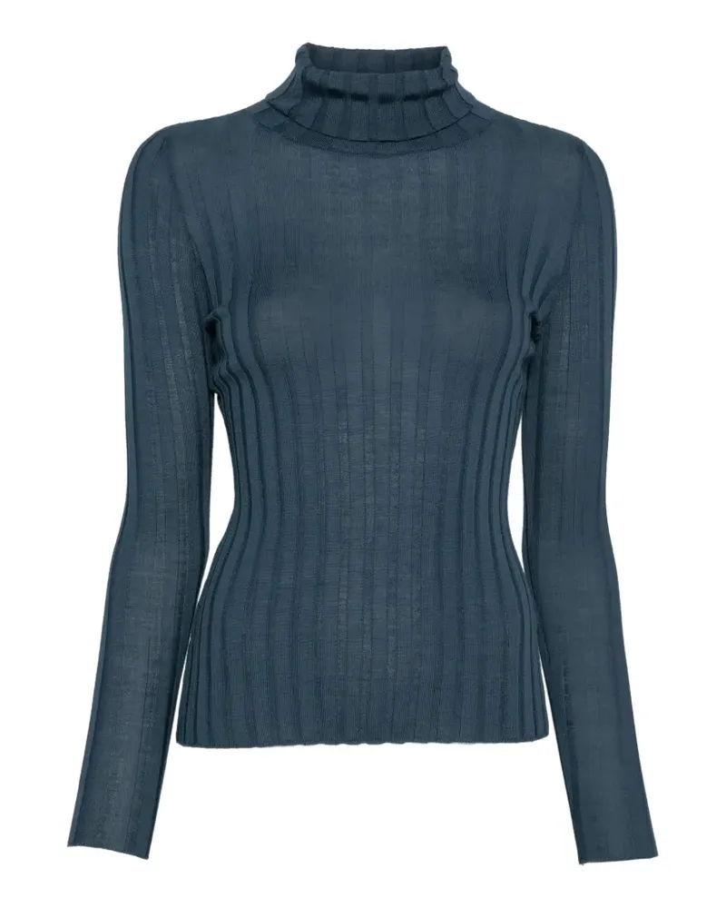 Hugenberg Gerippter Rollkragenpullover - Blau Blau