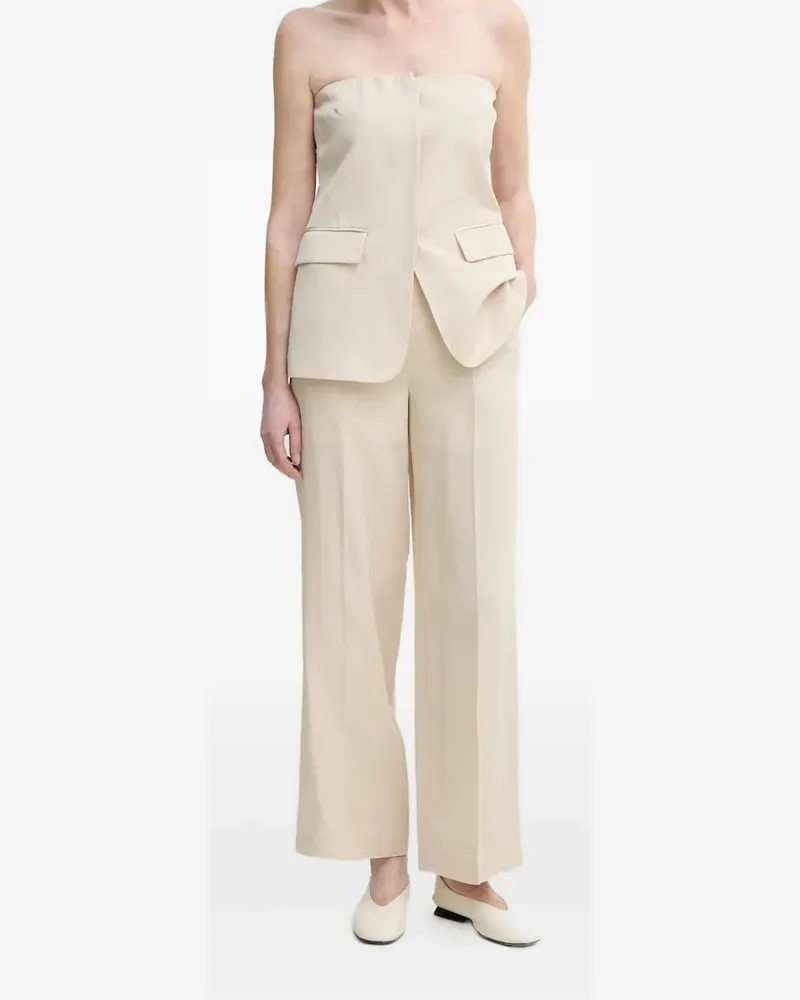Isabelle Blanche Wide-Leg-Hose mit Bundfalten - Nude Nude