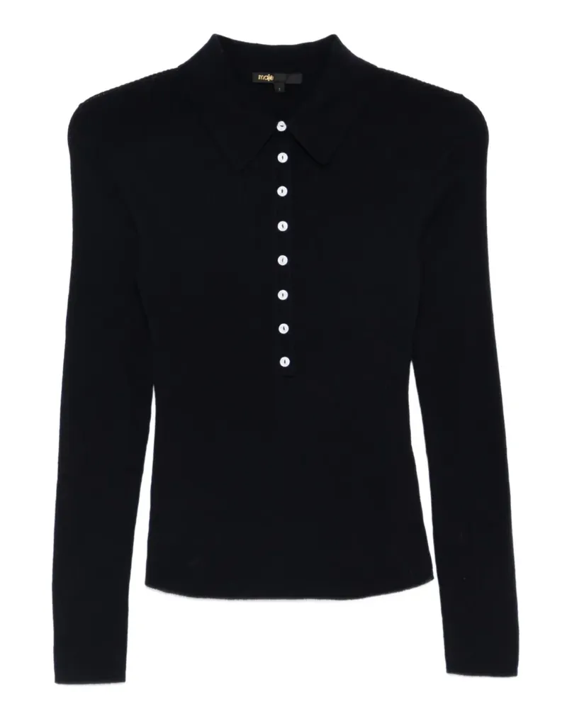 Maje Gestricktes Poloshirt - Blau Blau