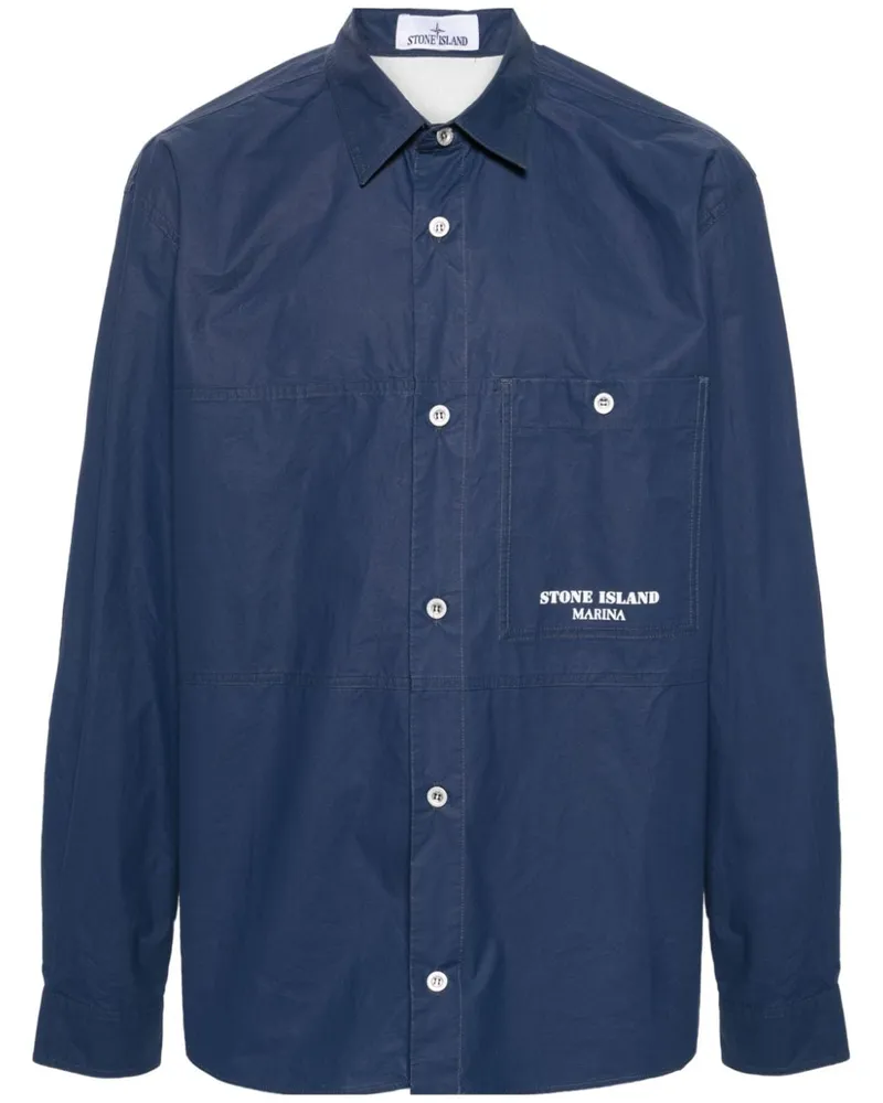 Stone Island Hemdjacke mit Streifendetail - Blau Blau