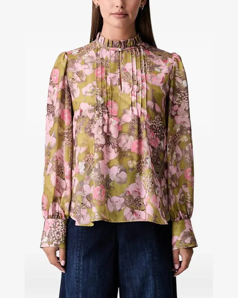 JOOP! floral-print ruffled-collar blouse - Grün Grün