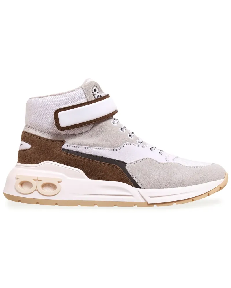 Ferragamo High-Top-Sneakers mit Kontrasteinsätzen - Weiß Weiß