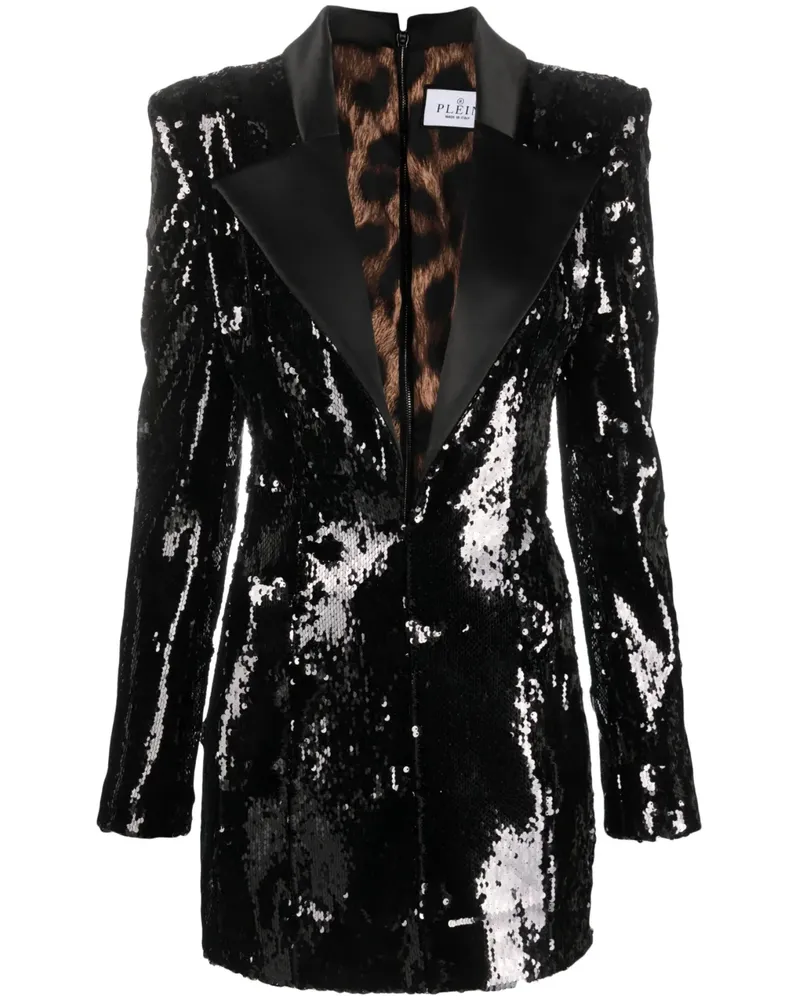 Philipp Plein Kleid im Blazer-Look mit Pailletten - Schwarz Schwarz