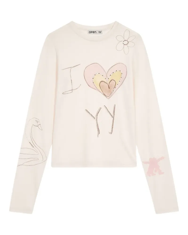 OPEN YY T-Shirt mit rundem Ausschnitt - Weiß Weiß
