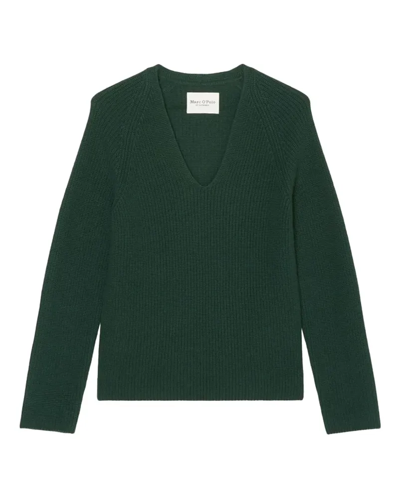 Marc O'Polo Gerippter Pullover mit V-Ausschnitt - Grün Grün