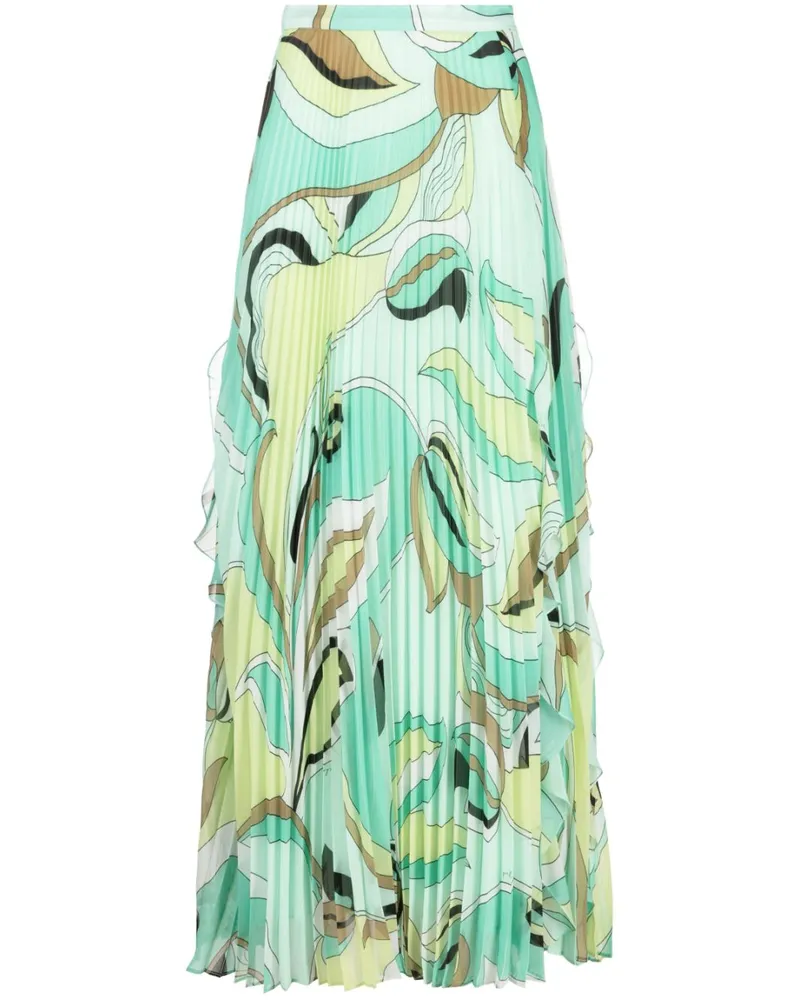 Pinko Plisseerock mit abstraktem Print - Grün Grün