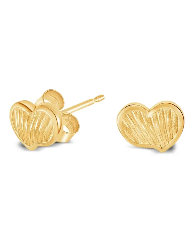 Dower & Hall Gerippte Humbug Heart Studs Ohrstecker - Gold Gold