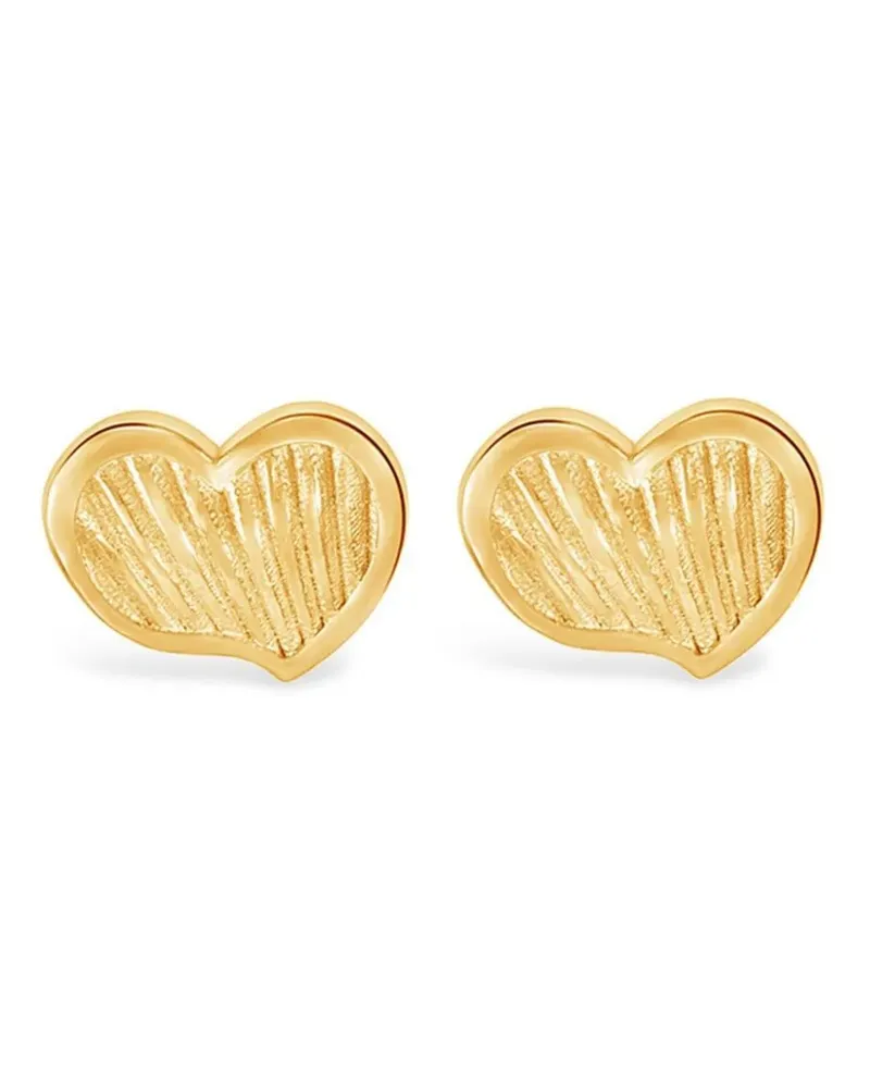Dower & Hall Gerippte Humbug Heart Studs Ohrstecker - Gold Gold