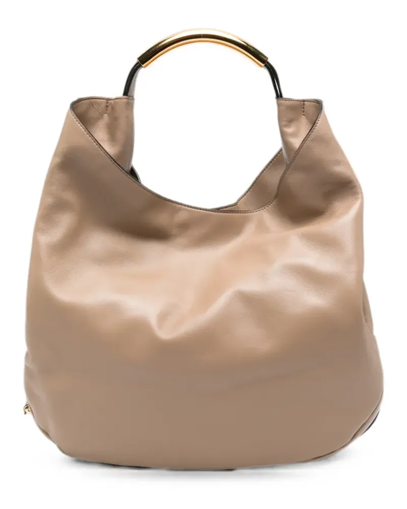 Moschino Handle Me logo-plaque tote bag - Nude Nude