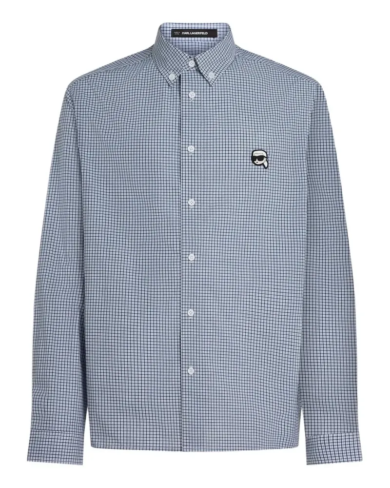 Karl Lagerfeld Kariertes Ikon Hemd - Blau Blau