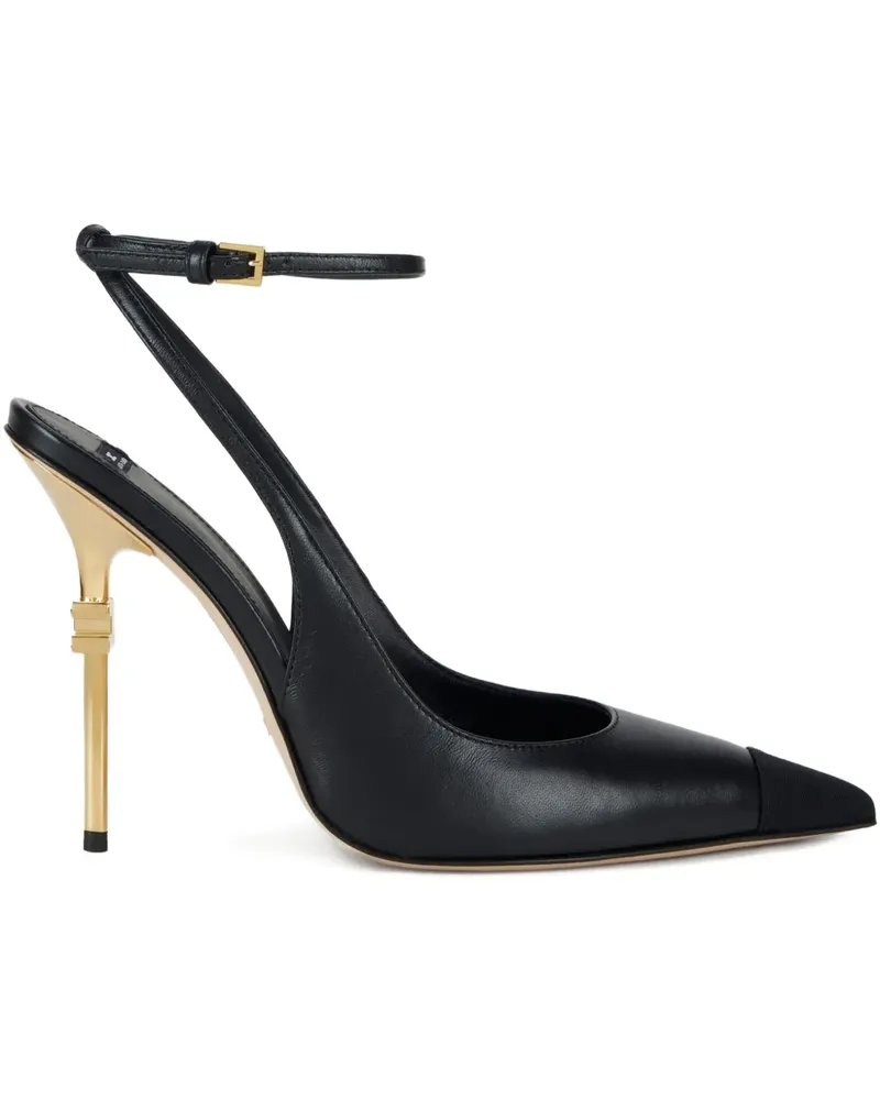 Elisabetta Franchi Falcon Slingback-Pumps mit goldfarbenem Absatz 105mm - Schwarz Schwarz