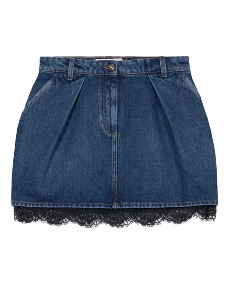 Blumarine Jeansrock mit Spitzenbesatz - Blau Blau