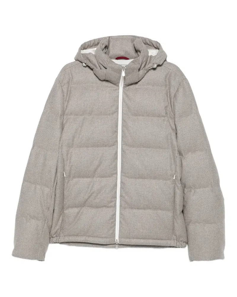 Brunello Cucinelli houndstooth-pattern quilted jacket - Grau Grau