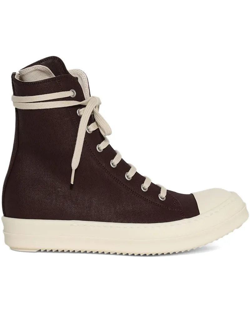 DRKSHDW by Rick Owens High-Top-Sneakers aus Denim 35mm - Braun Braun