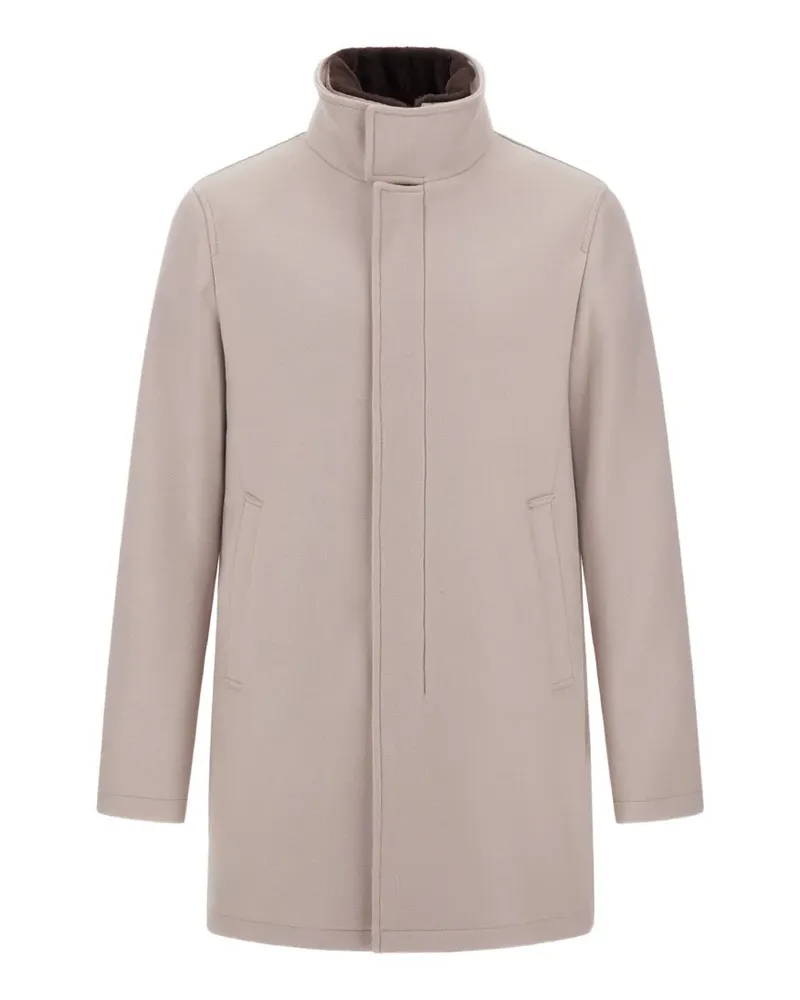 Herno Twill-Mantel mit Faux Fur-Besatz - Nude Nude