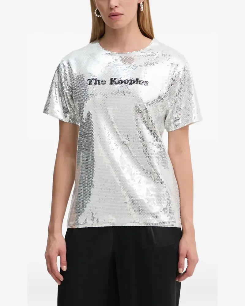 The Kooples sequin-embellished short-sleeve T-shirt - Silber Silber