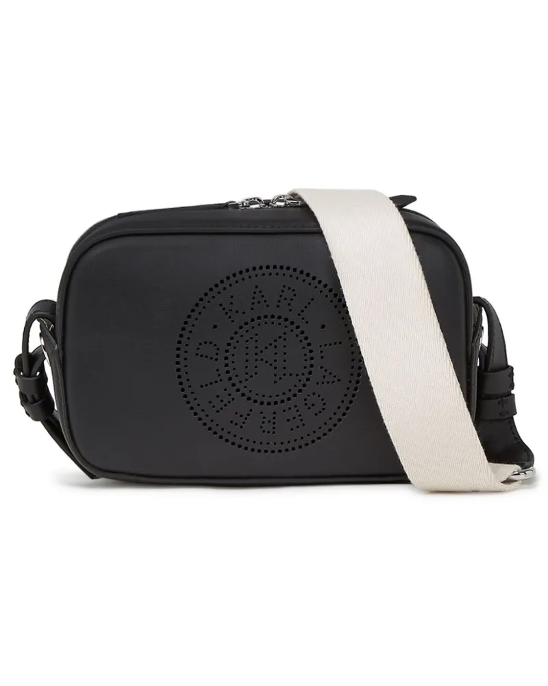 Karl Lagerfeld K/Circle Umhängetasche mit perforiertem Logo - Schwarz Schwarz