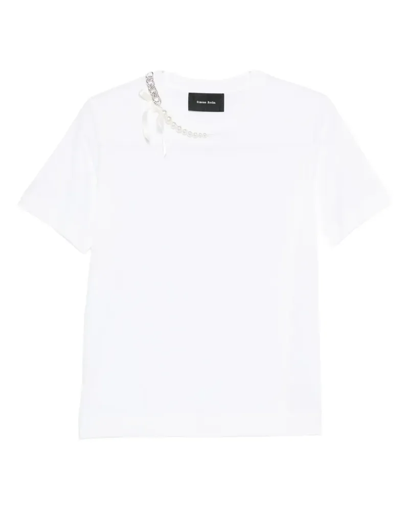 Simone Rocha T-Shirt mit Perlendetail - Weiß Weiß