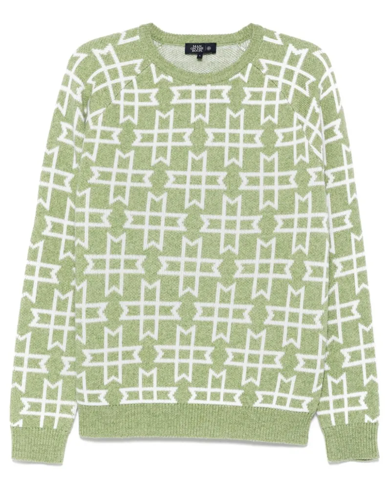ManOnTheBoon Pullover mit Jacquard-Logo - Grün Grün
