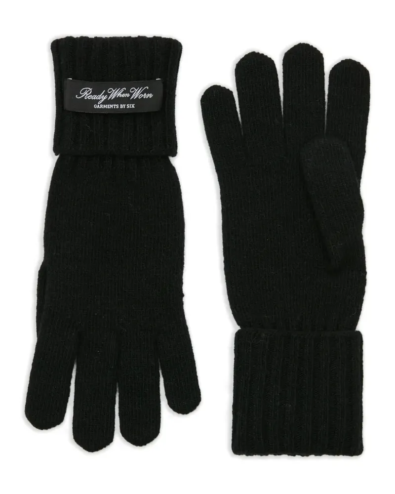 Maison Margiela Handschuhe mit Logo-Patch - Schwarz Schwarz