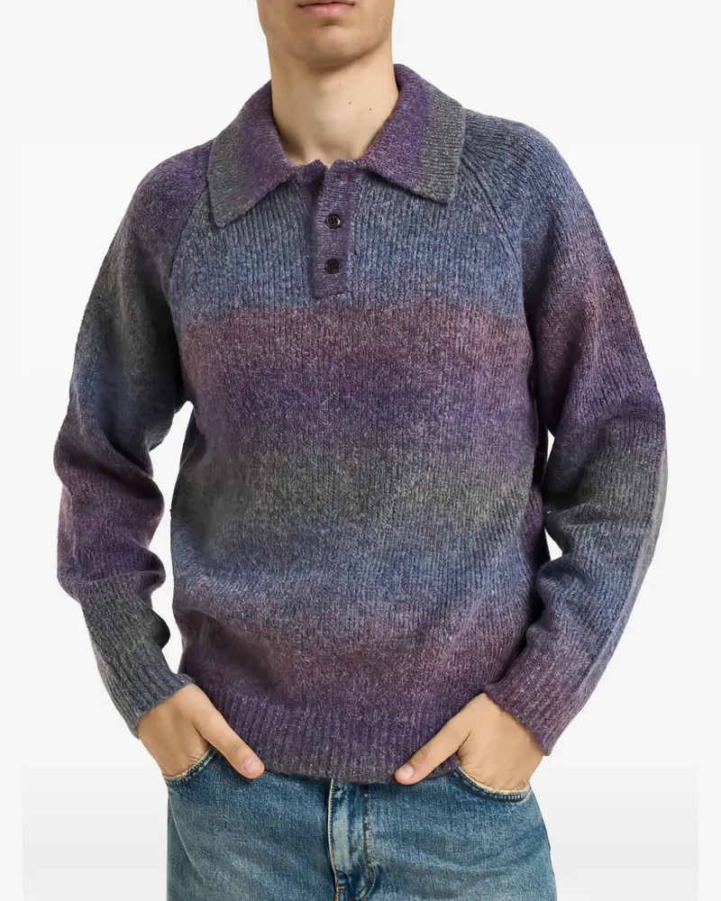 LES DEUX knitted raglan-sleeve polo shirt - Violett Violett