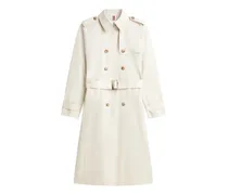 double-breasted belted cotton trench coat - Nude