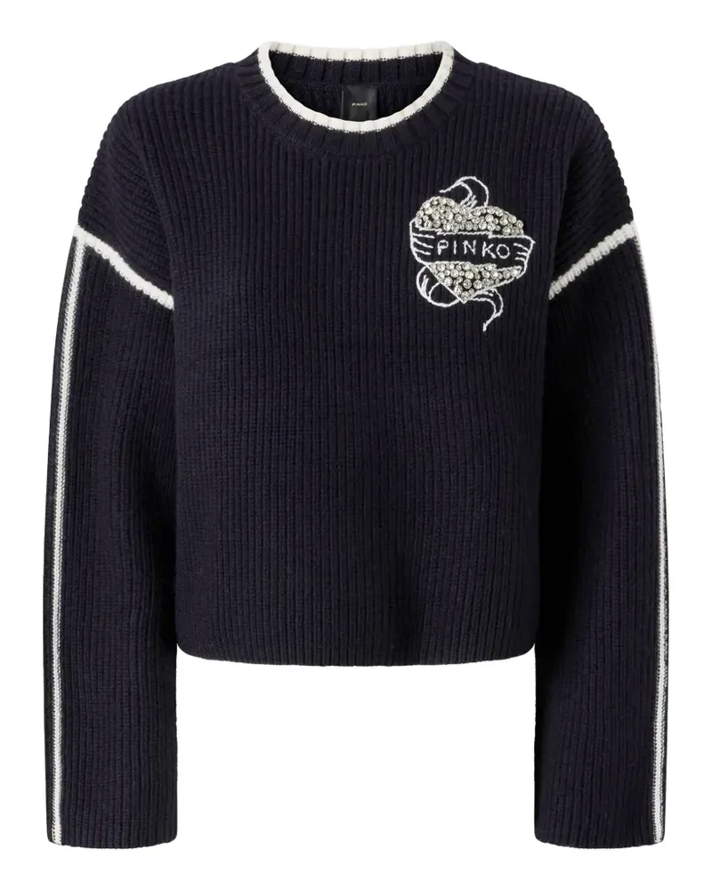 Pinko Pullover mit Logo-Intarsie - Schwarz Schwarz