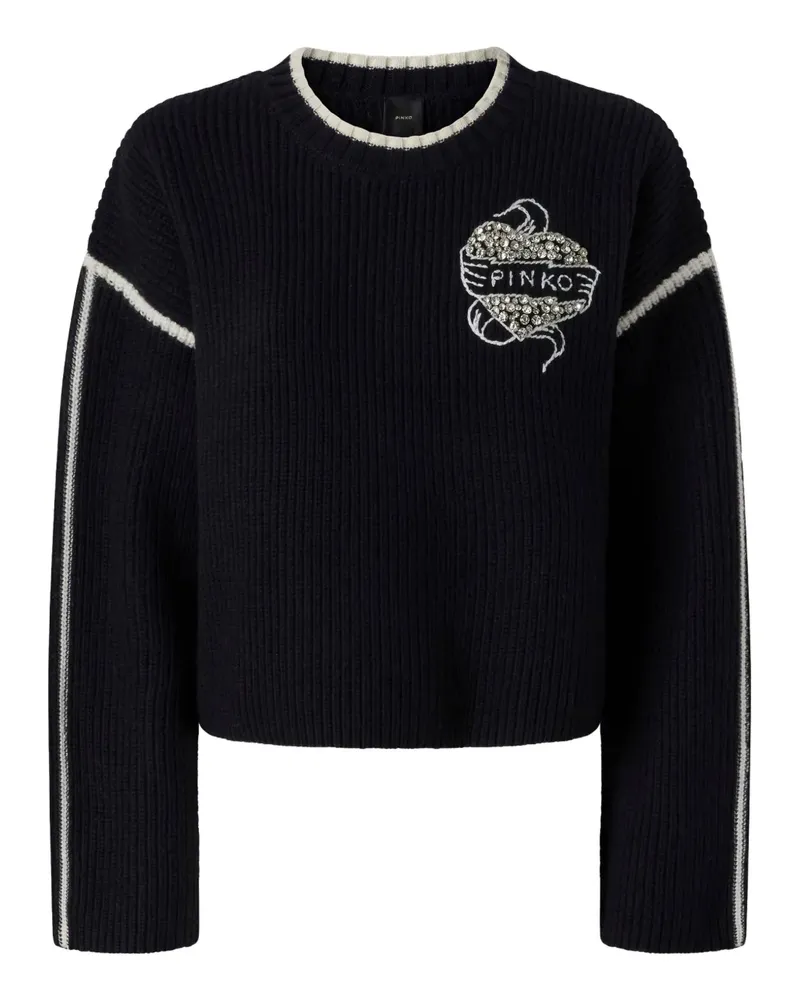 Pinko Pullover mit Logo-Intarsie - Schwarz Schwarz