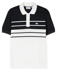 Lacoste Gestreiftes Poloshirt mit Logo-Patch Weiß