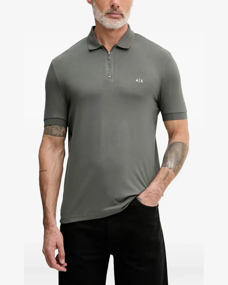 Armani Exchange logo-embroidered zip-fastening polo shirt - Grün Grün