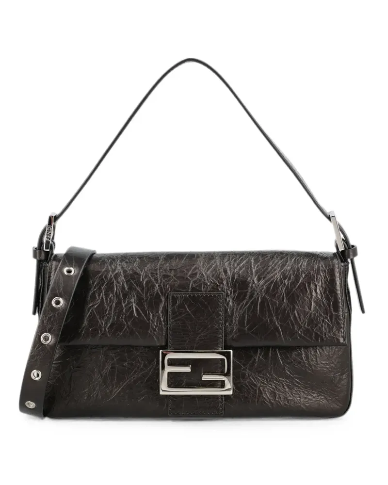 Fendi Baguette® 26424 crackled black leather bag - Schwarz Schwarz