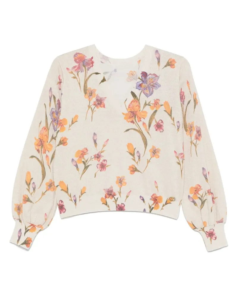 Twin-Set Top mit Blumen-Print - Nude Nude