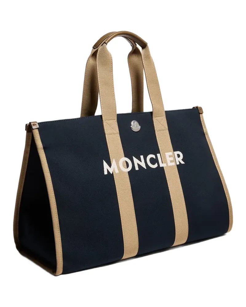 Moncler logo-detail canvas tote bag - Blau Blau