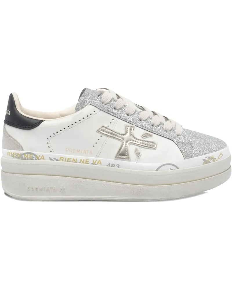 Premiata Plateau-Sneakers mit Glitter - Weiß Weiß